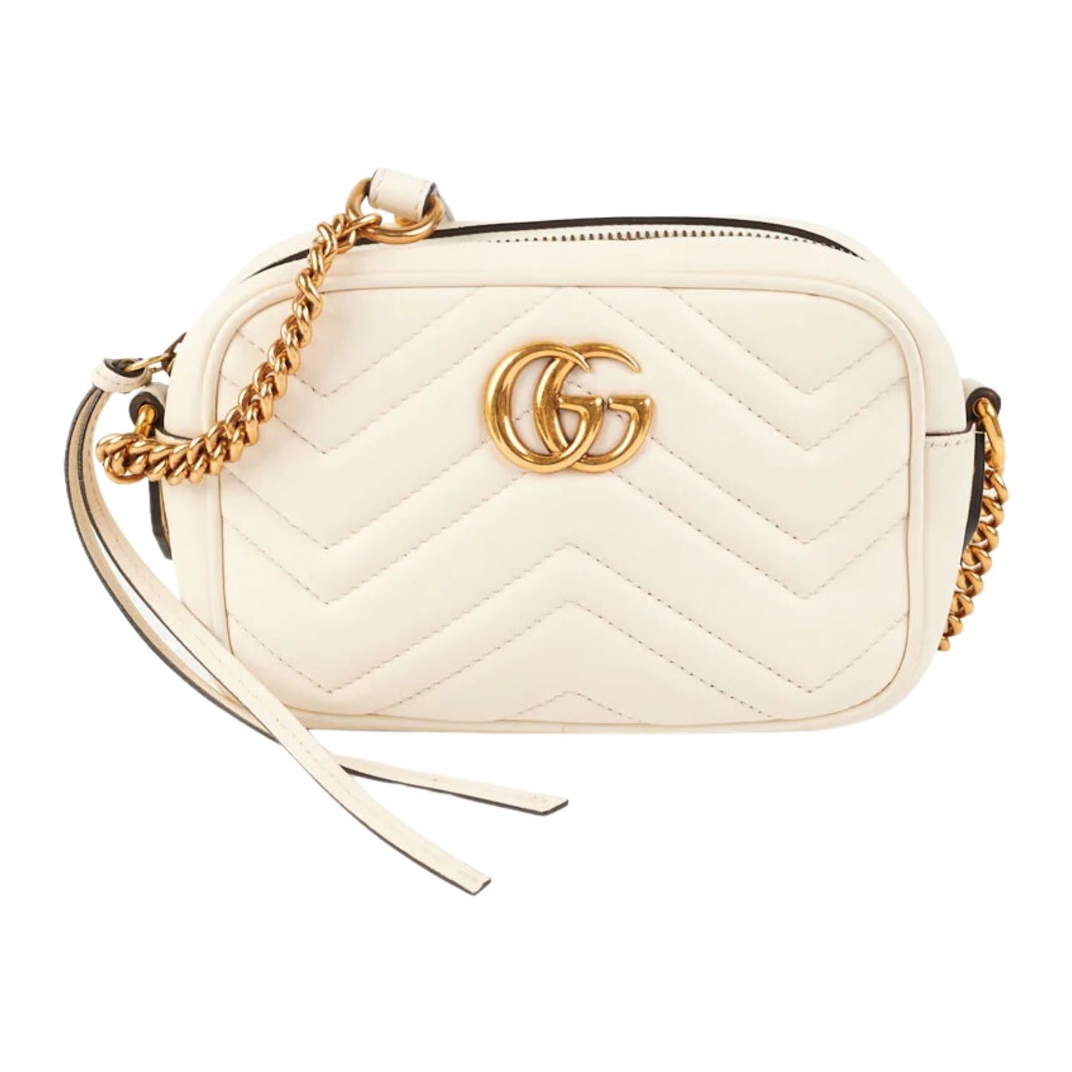 GUCCI GG MARMONT MINI CAMERA BAG WHITE
