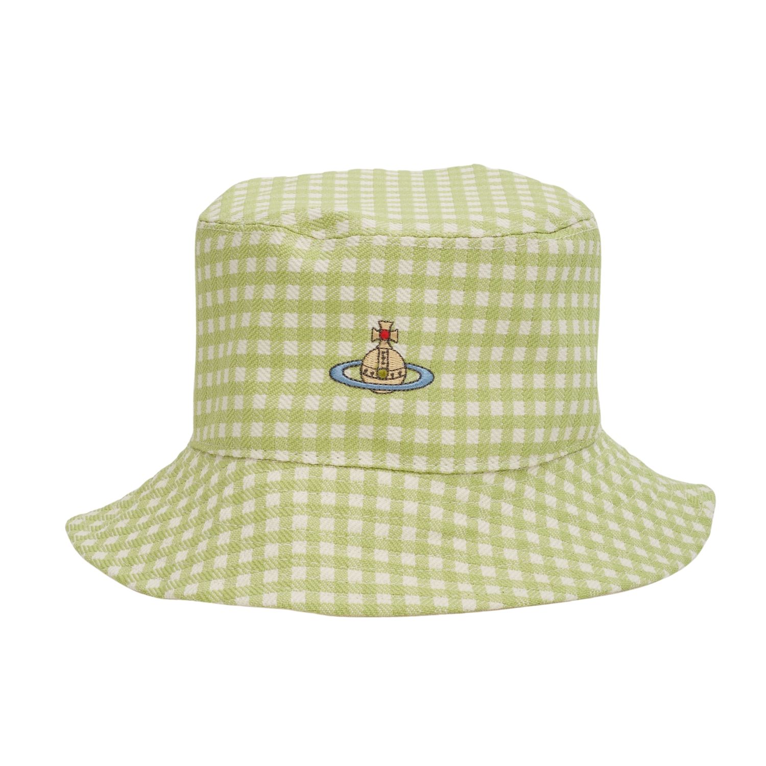 VIVIENNE WESTWOOD LIGHT GREEN CHECK SUMMER BUCKET HAT