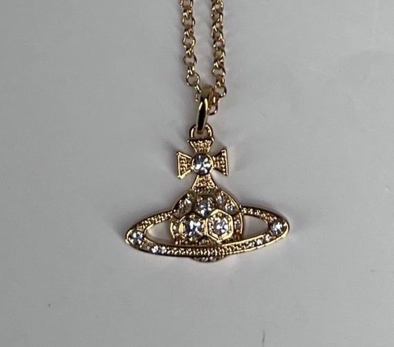 VIVIENNE WESTWOOD LARGE ORB STRASS CHAIN NECKLACE GOLD