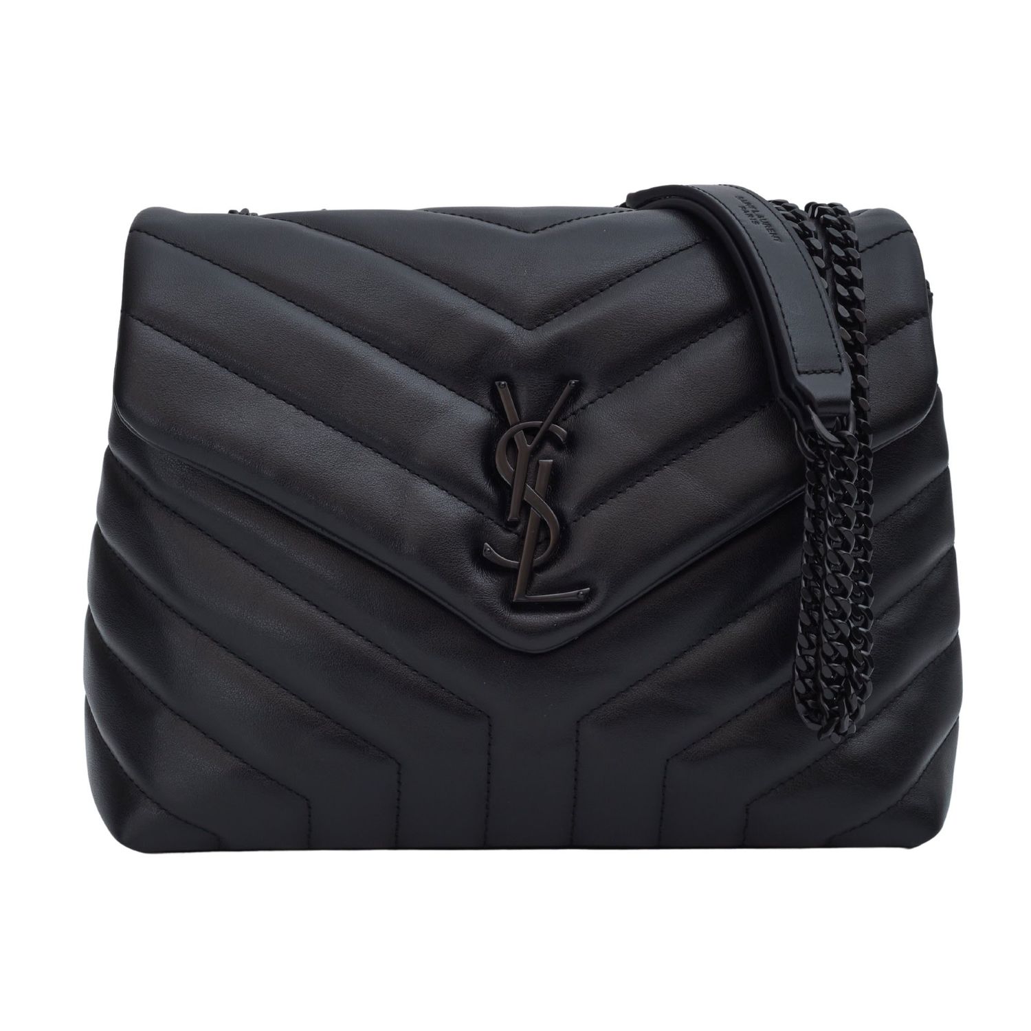 SAINT LAURENT LOULOU SMALL CLASSIC BLACK ON BLACK LEATHER BAG
