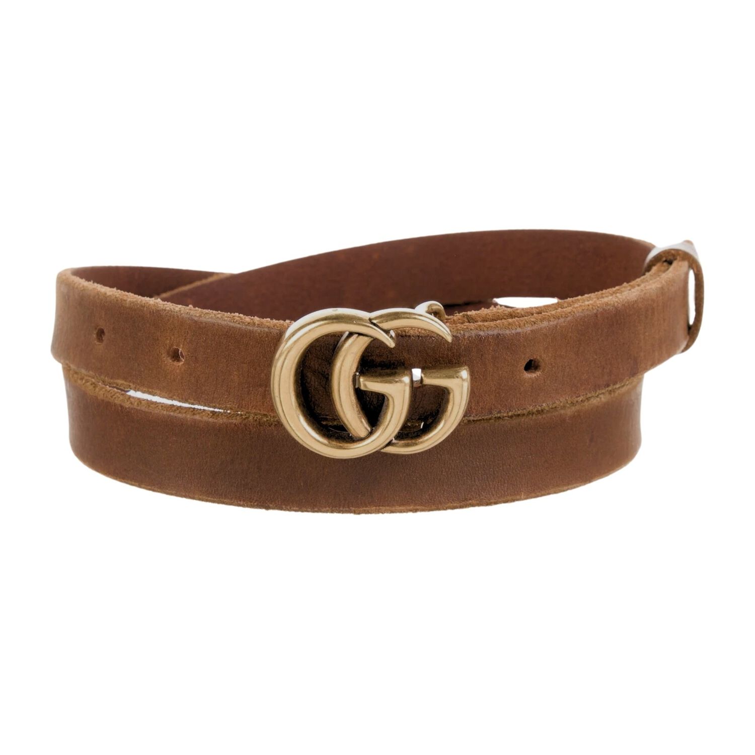 GUCCI GG MARMONT FADED ANTIQUED BROWN THIN BELT (100/40)