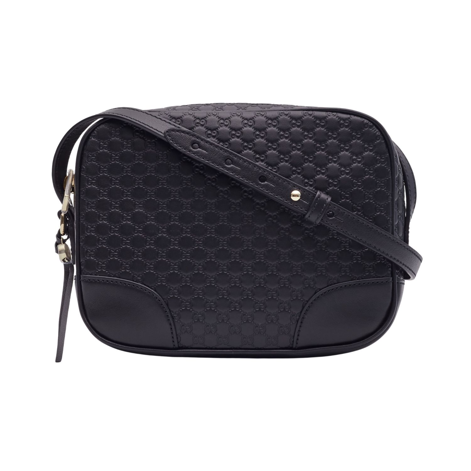 GUCCI MICROGUCCISSIMA LEATHER MINI BREE MESSENGER BAG BLACK