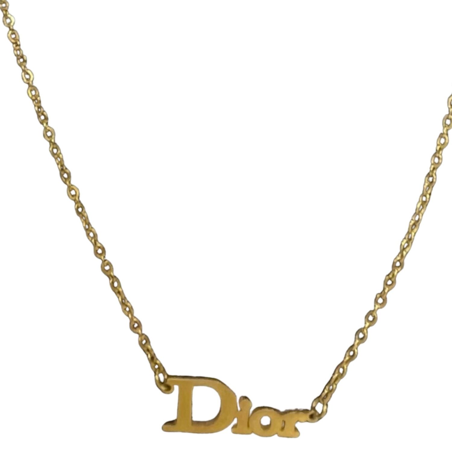 DIOR GOLD CHAIN LOGO PENDANT NECKLACE