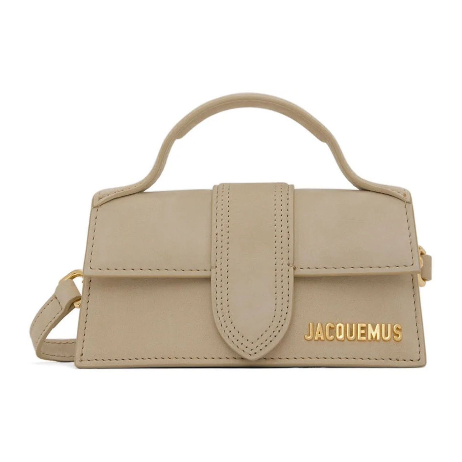 JACQUEMUS BEIGE SUEDE LE BAMBINO CLUTCH BAG