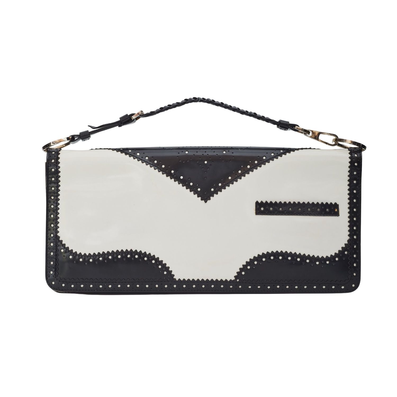 DIOR VINTAGE PATENT BLACK WHITE D’TRICK BAG (2003)