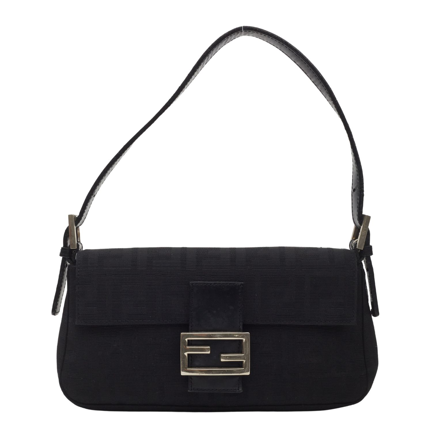 FENDI VINTAGE ZUCCA FF BLACK CANVAS BAGUETTE BAG