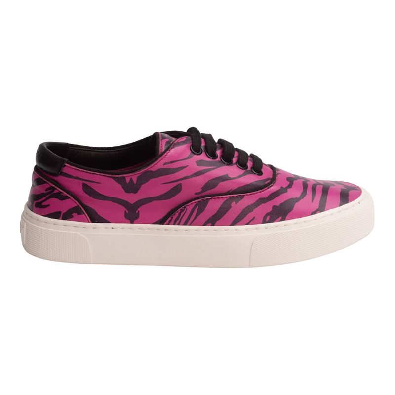 SAINT LAURENT VENICE LOW TOP LEATHER FUCHSIA ZEBRA SNEAKERS (US 6)