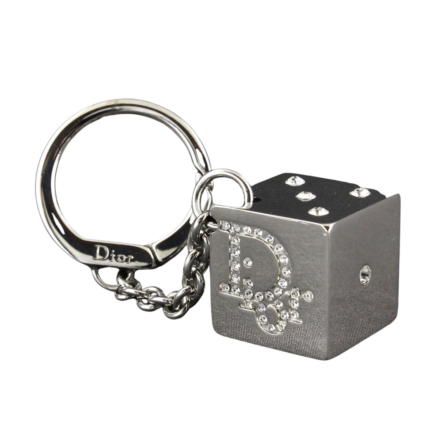 DIOR RHINESTONE GAMBLER DICE KEYRING KEYCHAIN