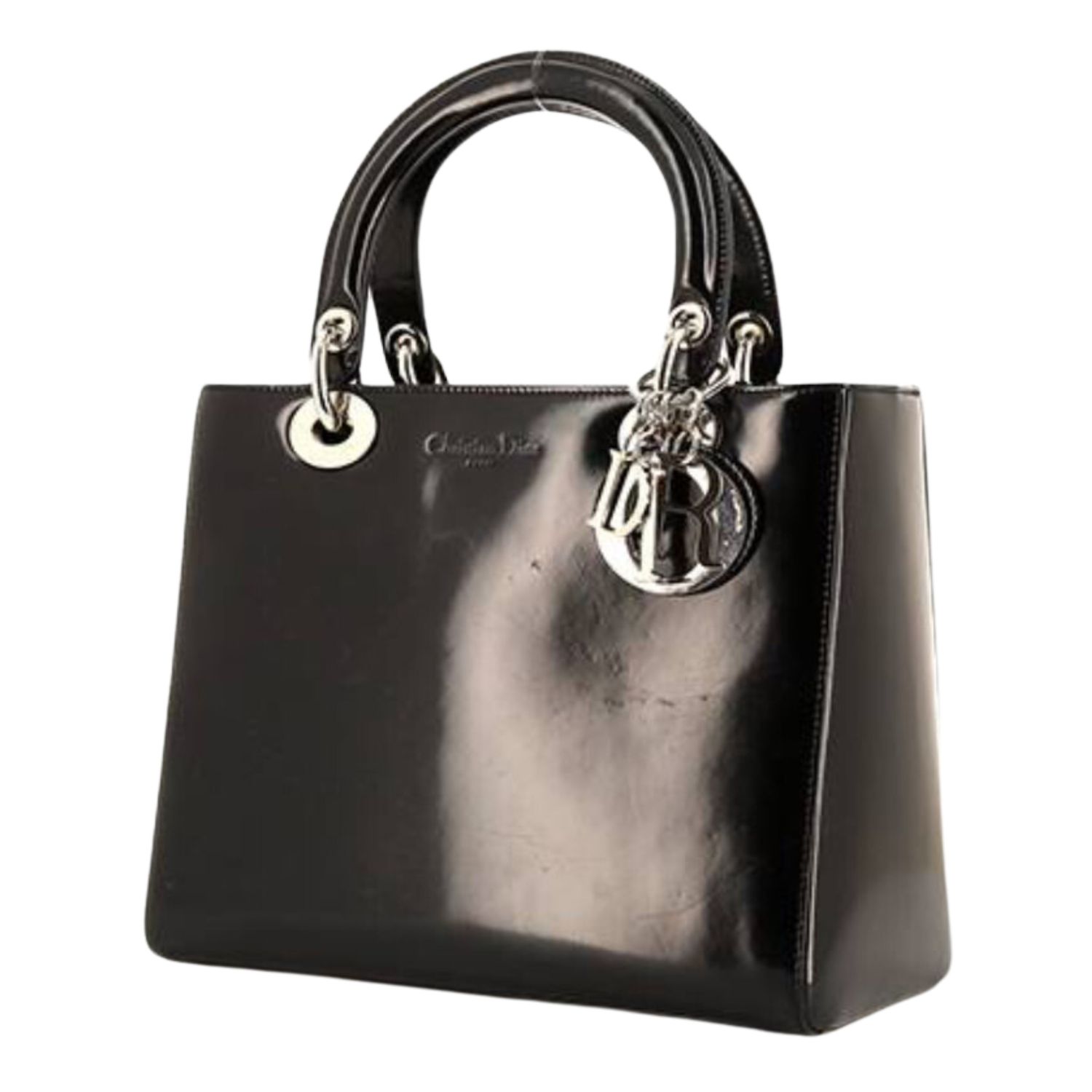 DIOR VINTAGE BLACK CALF LEATHER LADY DIOR HANDBAG
