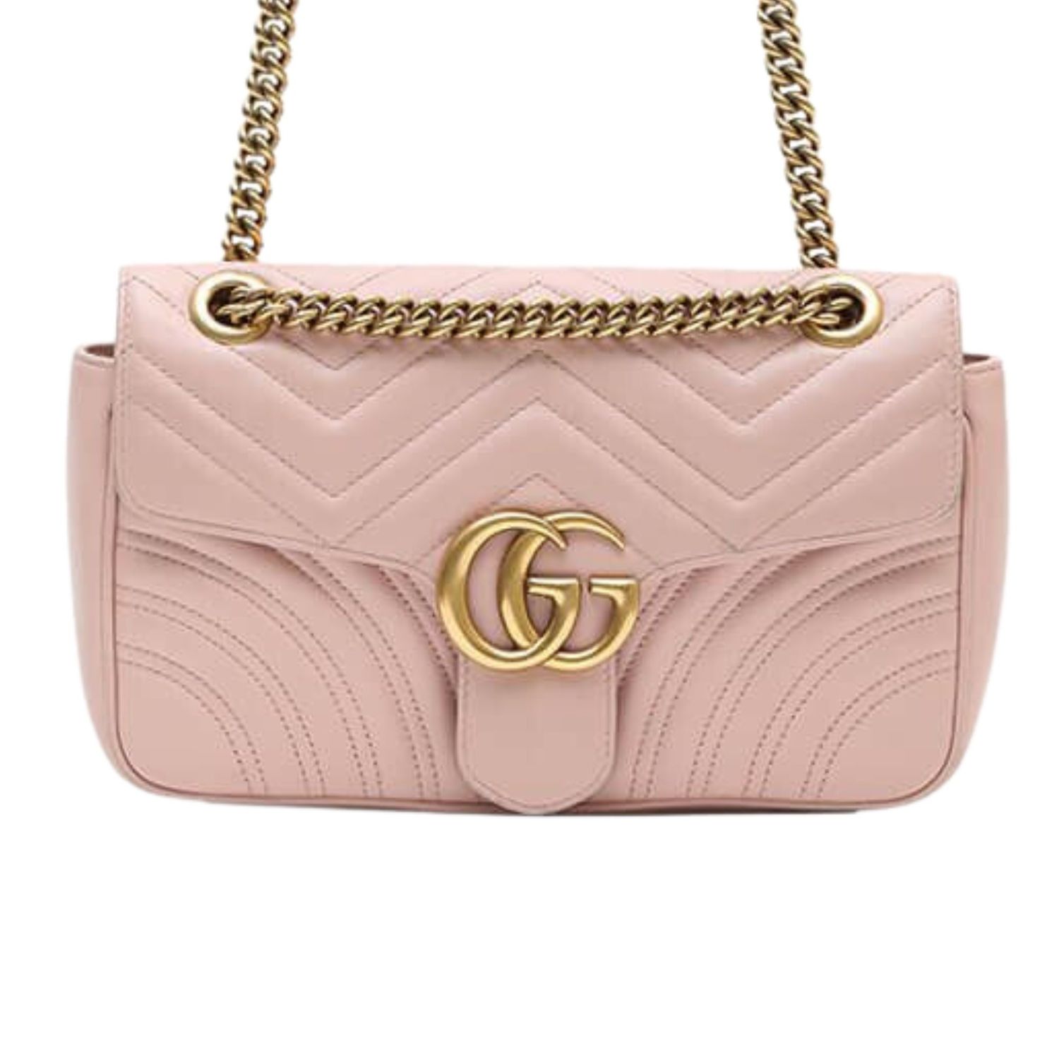 GUCCI GG MARMONT LEATHER SMALL SHOULDER BAG LIGHT PINK