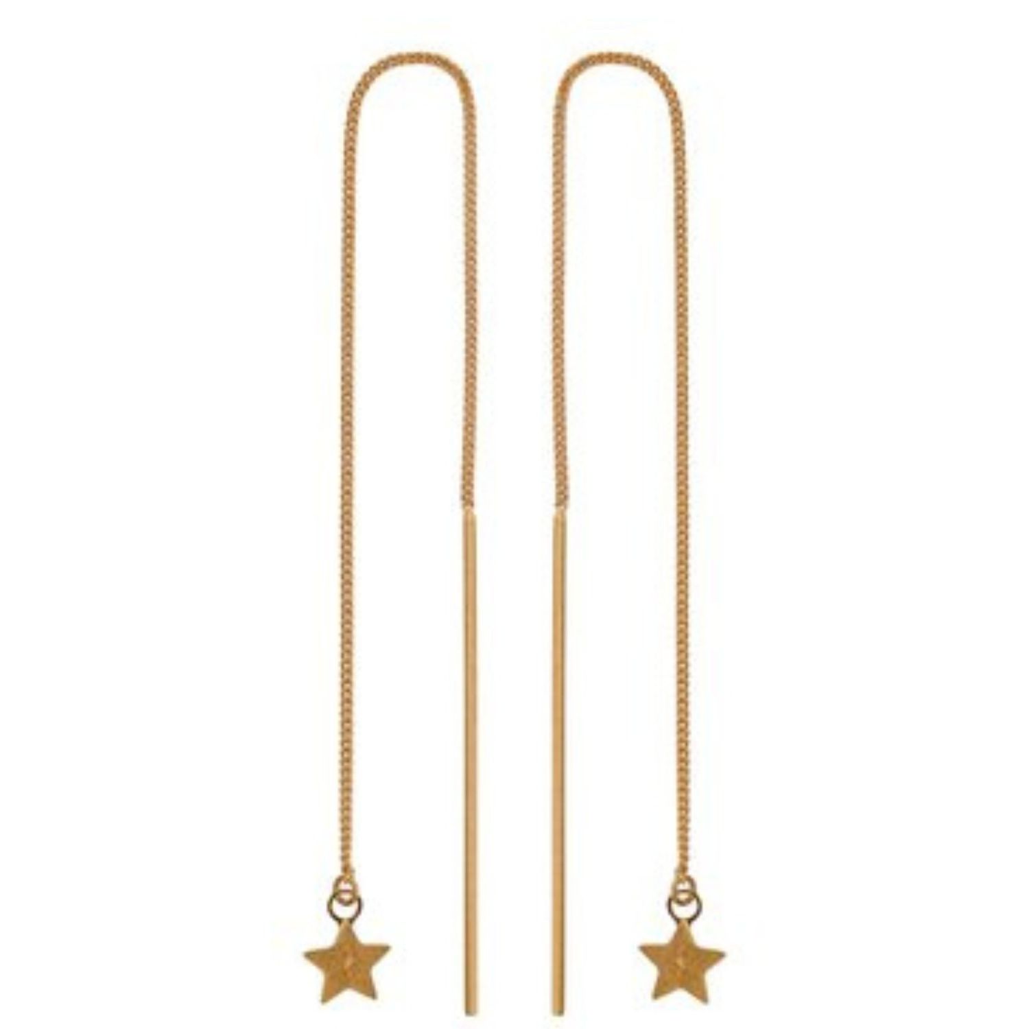 SAINT LAURENT GOLD CHAIN THREADED STAR DROP EARRINGS