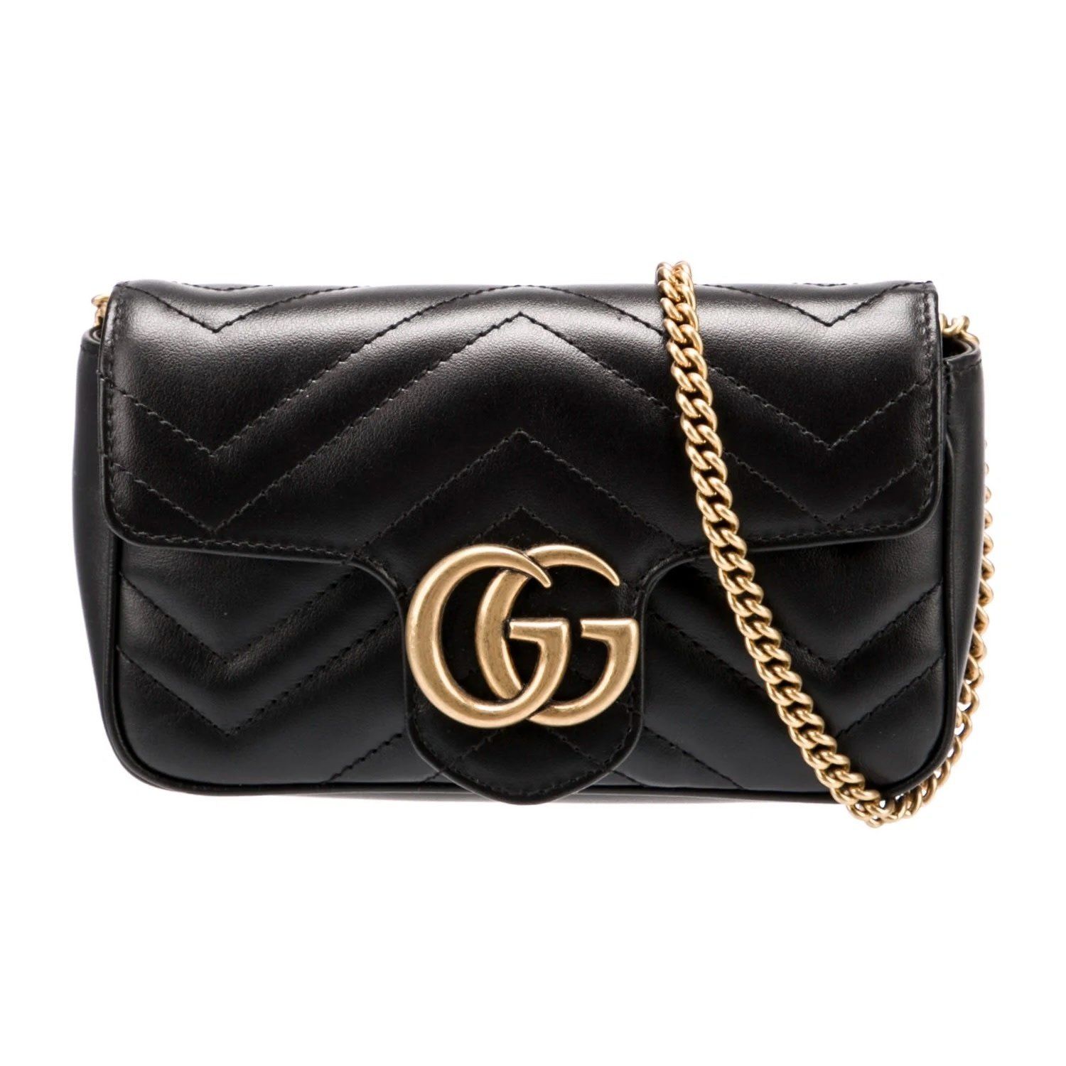 GUCCI GG MARMONT SUPER MINI SHOULDER FLAP BAG BLACK (PRELOVED)