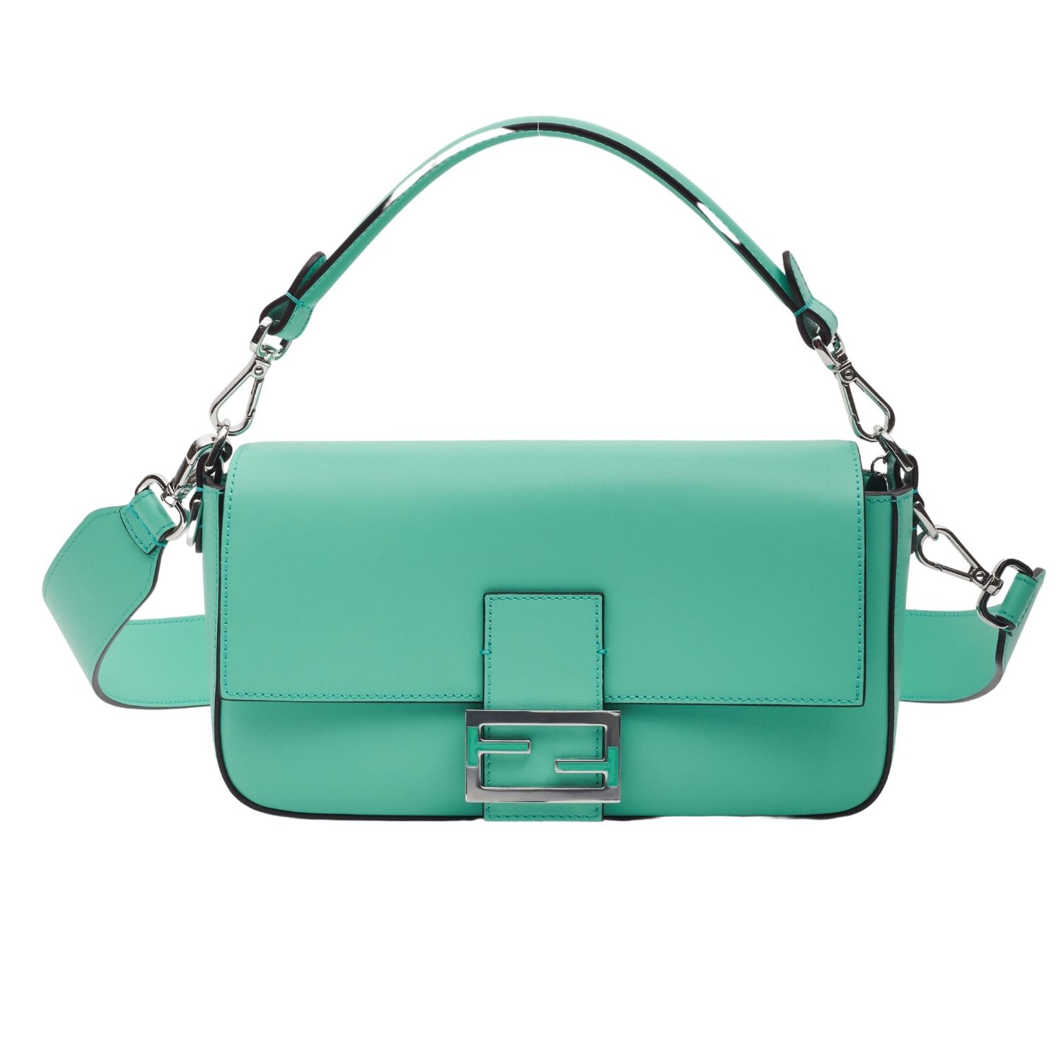 FENDI X TIFFANY &amp; CO. LEATHER TIFFANY BLUE &amp; SILVER BAGUETTE BAG MEDIUM