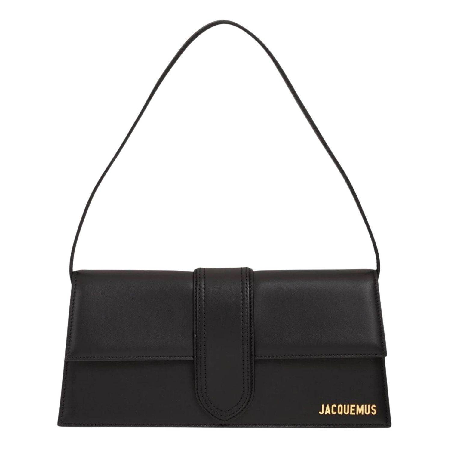 JACQUEMUS LE BAMBINO LONG BLACK LEATHER SHOULDER BAG