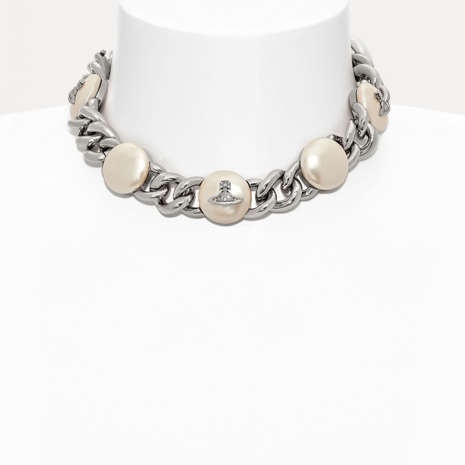 VIVIENNE WESTWOOD CURB CHAIN EMMYLOU NECKLACE SILVER