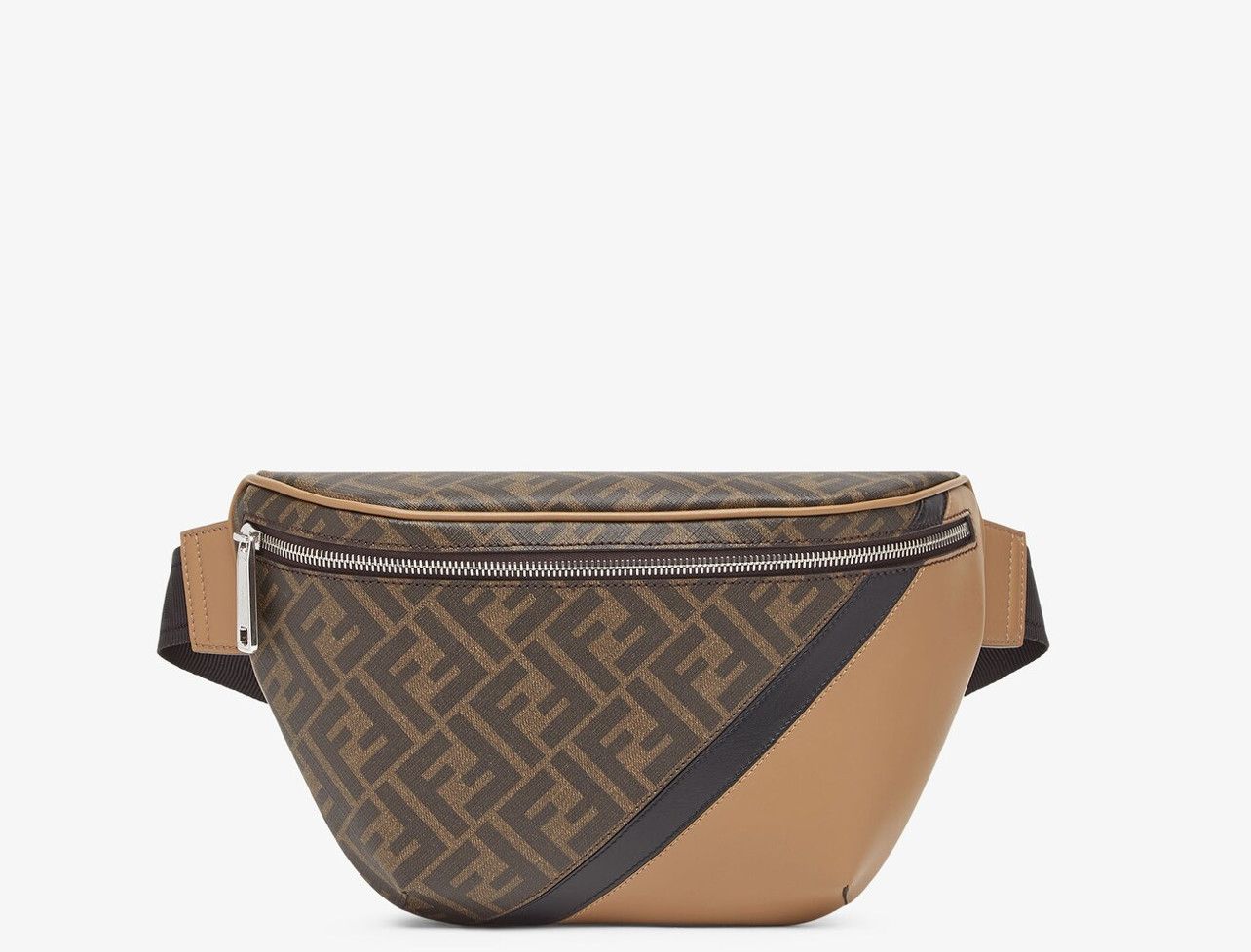 FENDI MULTI COLOR LEATHER BELT BAG FF BROWN