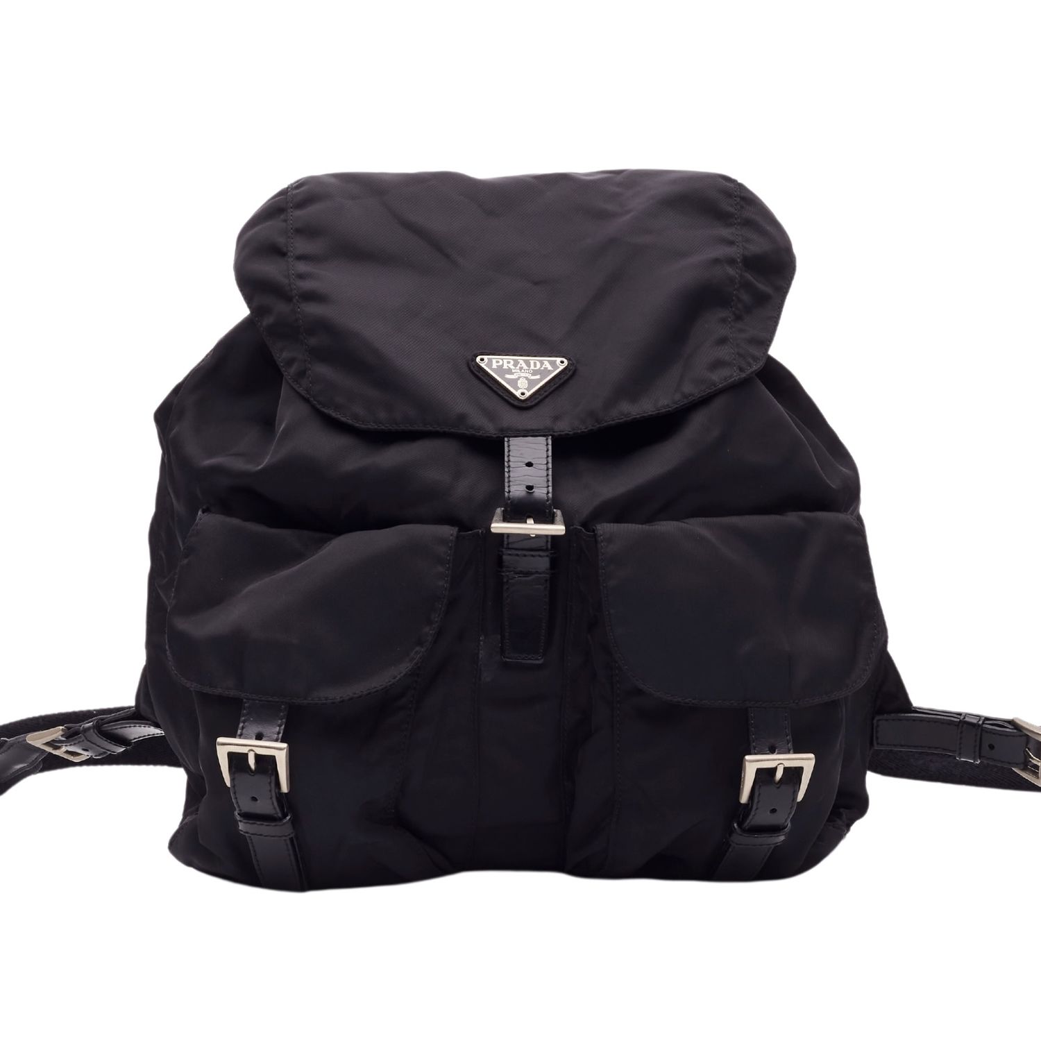 PRADA VINTAGE BLACK NYLON TESSUTO TWO POCKET BACKPACK