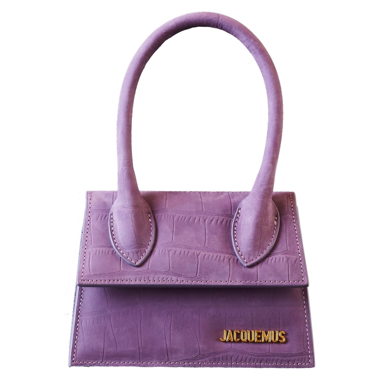 JACQUEMUS LE CHIQUITO MEDIUM PURPLE CROC EMBOSSED SHOULDER BAG