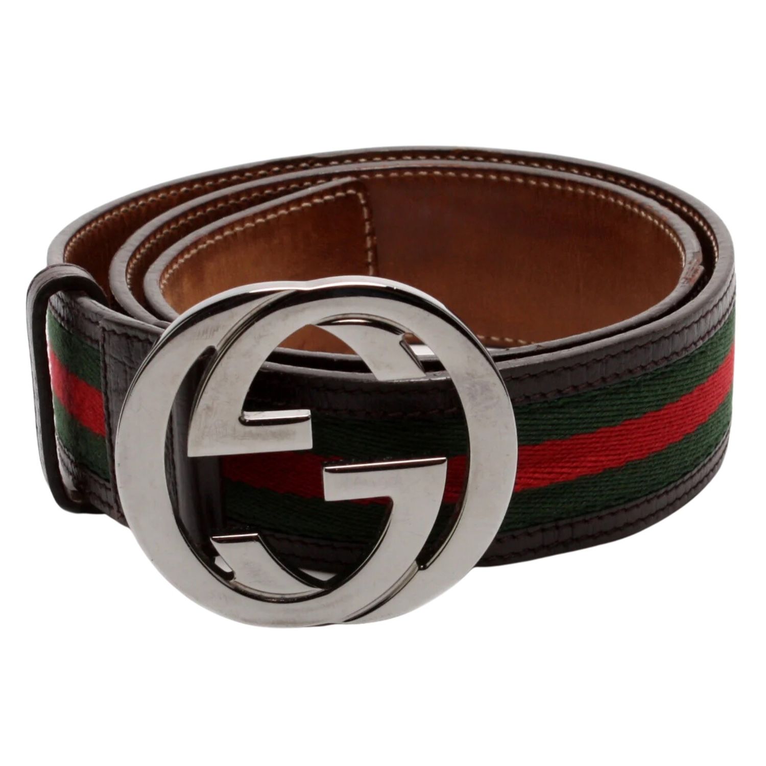 GUCCI WEB BLACK INTERLOCKING GG BELT (SIZE 95/38)