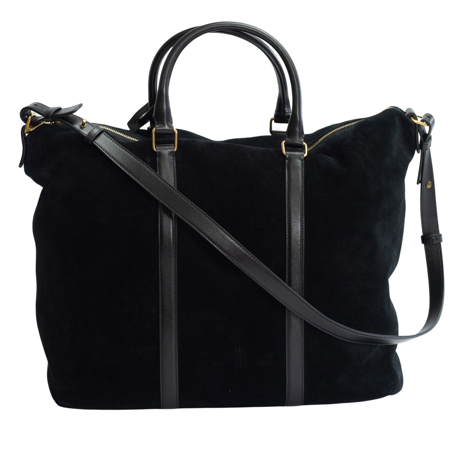 SAINT LAURENT BLACK SUEDE LEATHER KING SAC DE JOUR TOTE BAG