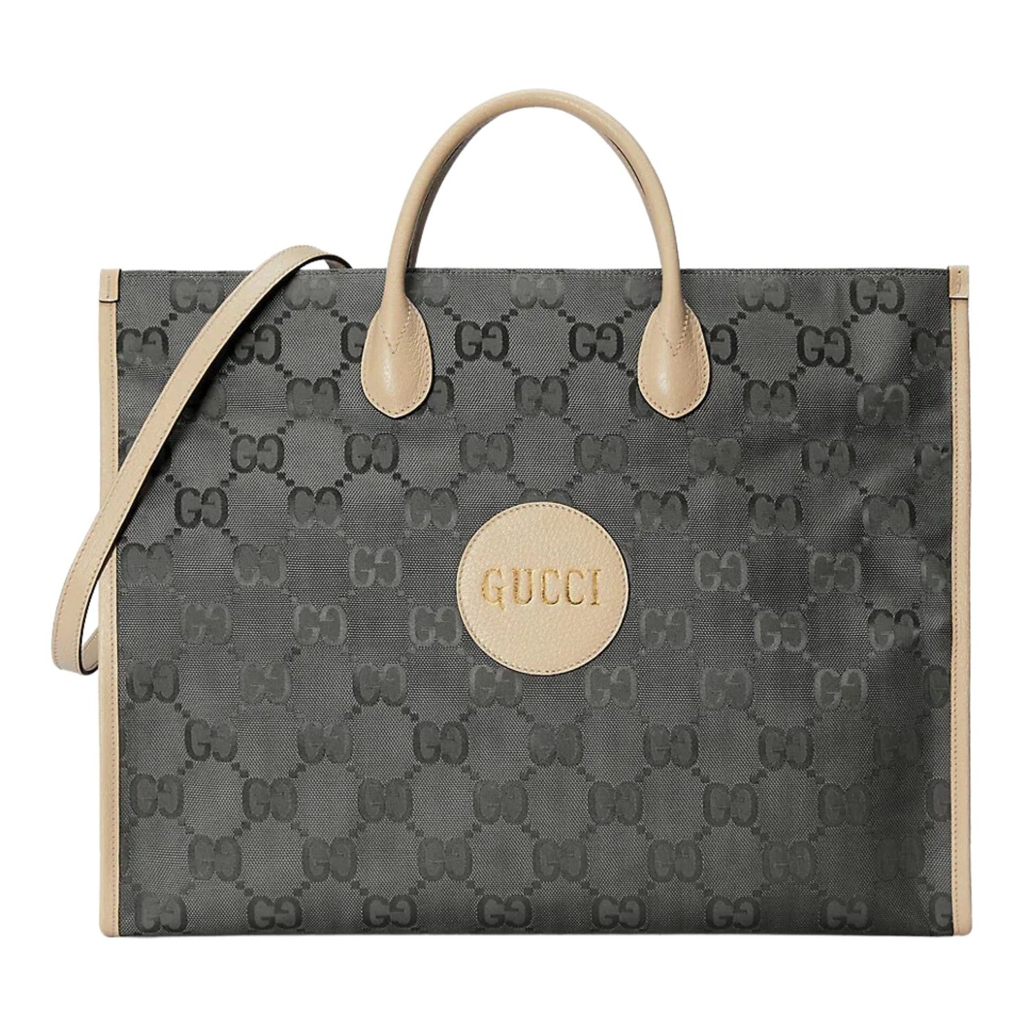 GUCCI NYLON GREY MONOGRAM OFF THE GRID TOTE BAG LARGE