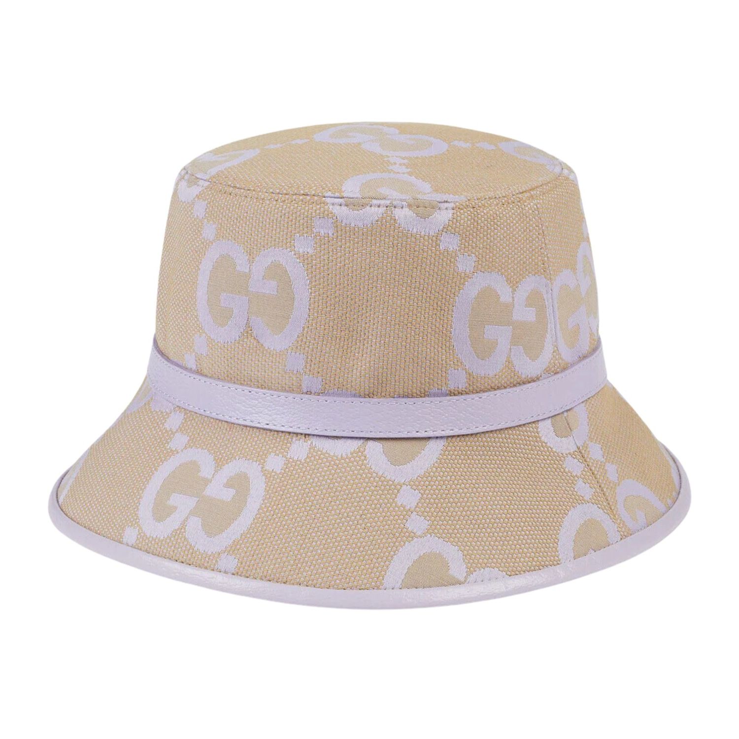 GUCCI JUMBO GG BEIGE LILAC BUCKET HAT