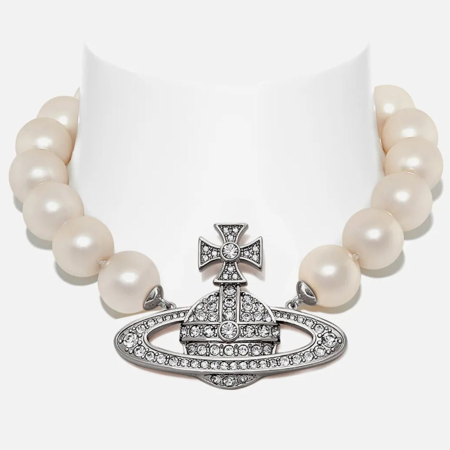 VIVIENNE WESTWOOD NEYSA XL ORB PEARL CHOKER SILVER