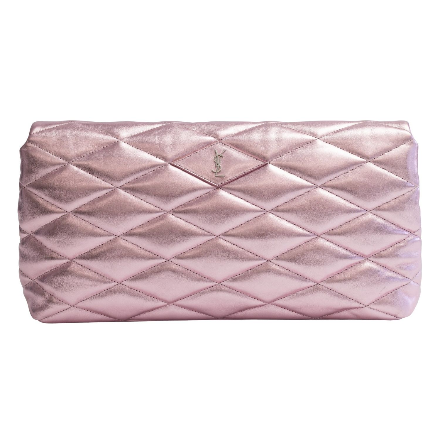 SAINT LAURENT CHARDONNAY LARGE QUILTED LEATHER CLUTCH BAG