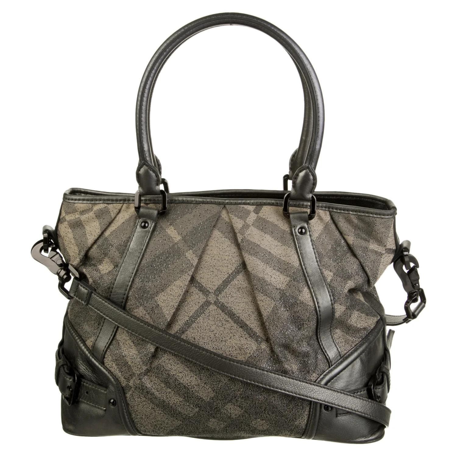 BURBERRY HAYMARKET SHIMMER CHEC GOLD LOWRY BAG