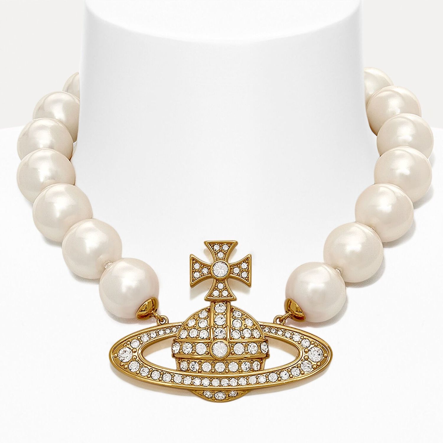 VIVIENNE WESTWOOD NEYSA XL ORB PEARL CHOKER GOLD