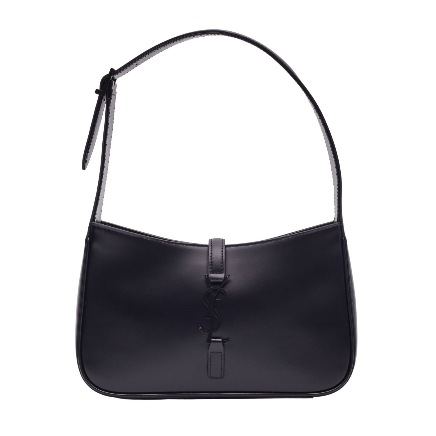 SAINT LAURENT SMOOTH BLACK LEATHER LE 5 À 7 HOBO BAG W BLACK METAL