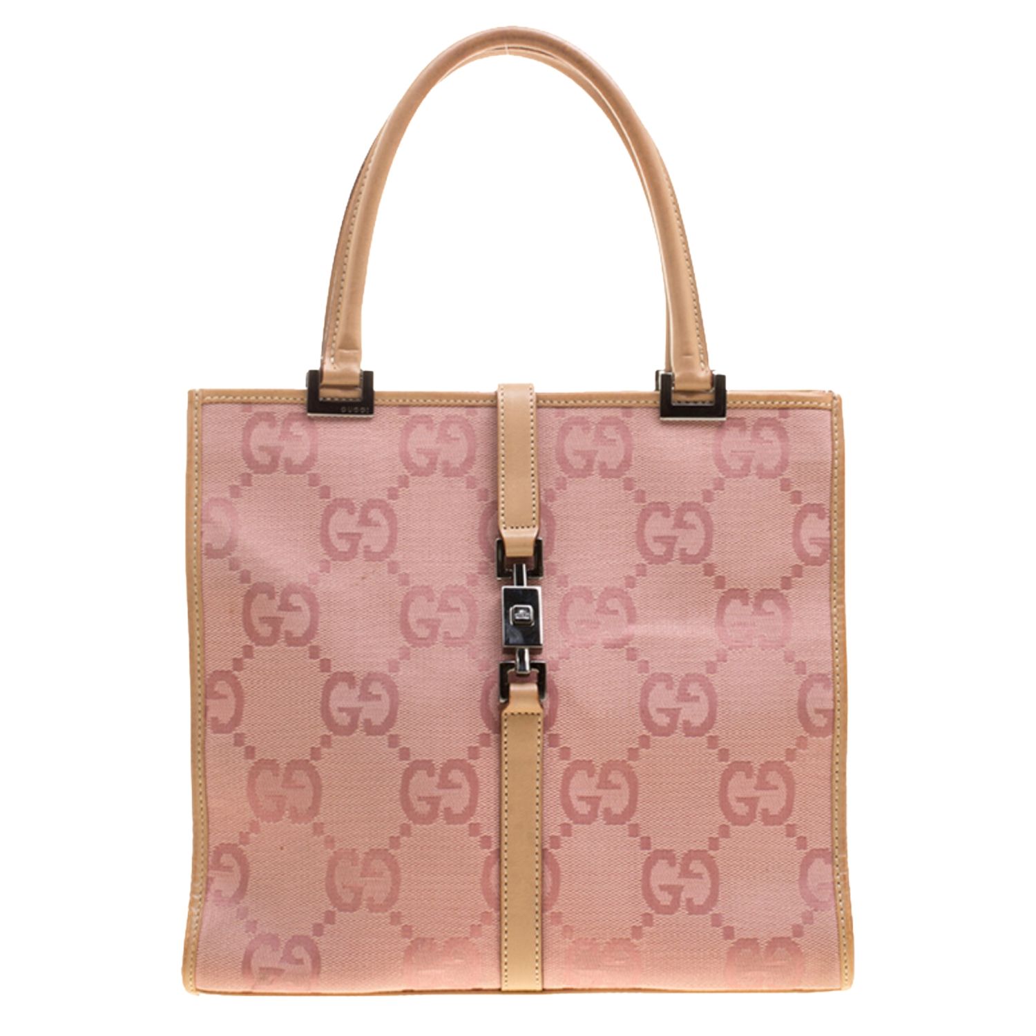 GUCCI VINTAGE GG CANVAS PINK MINI JACKIE TOTE