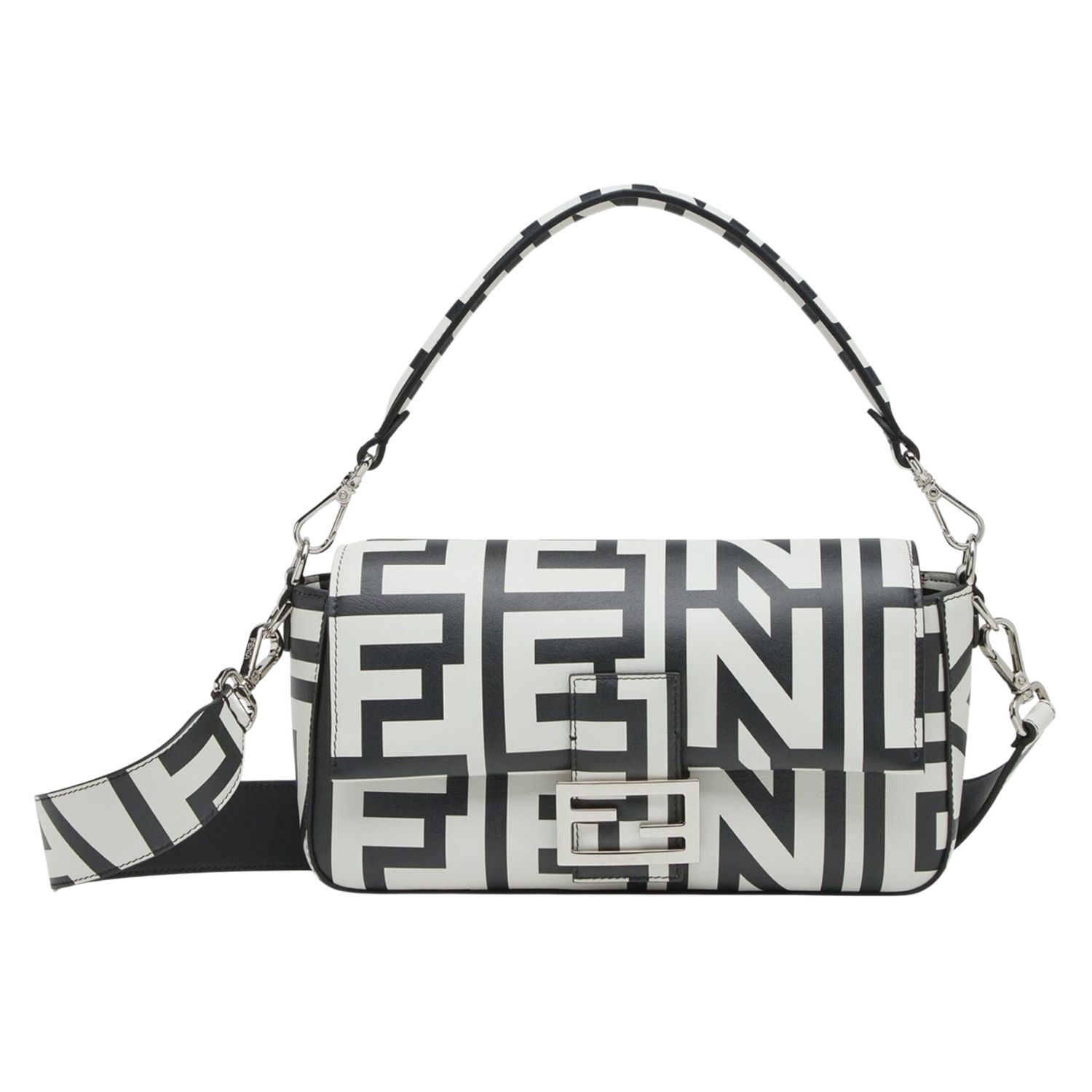 FENDI LOGO PRINTED MARC JACOBS LEATHER BAGUETTE BAG