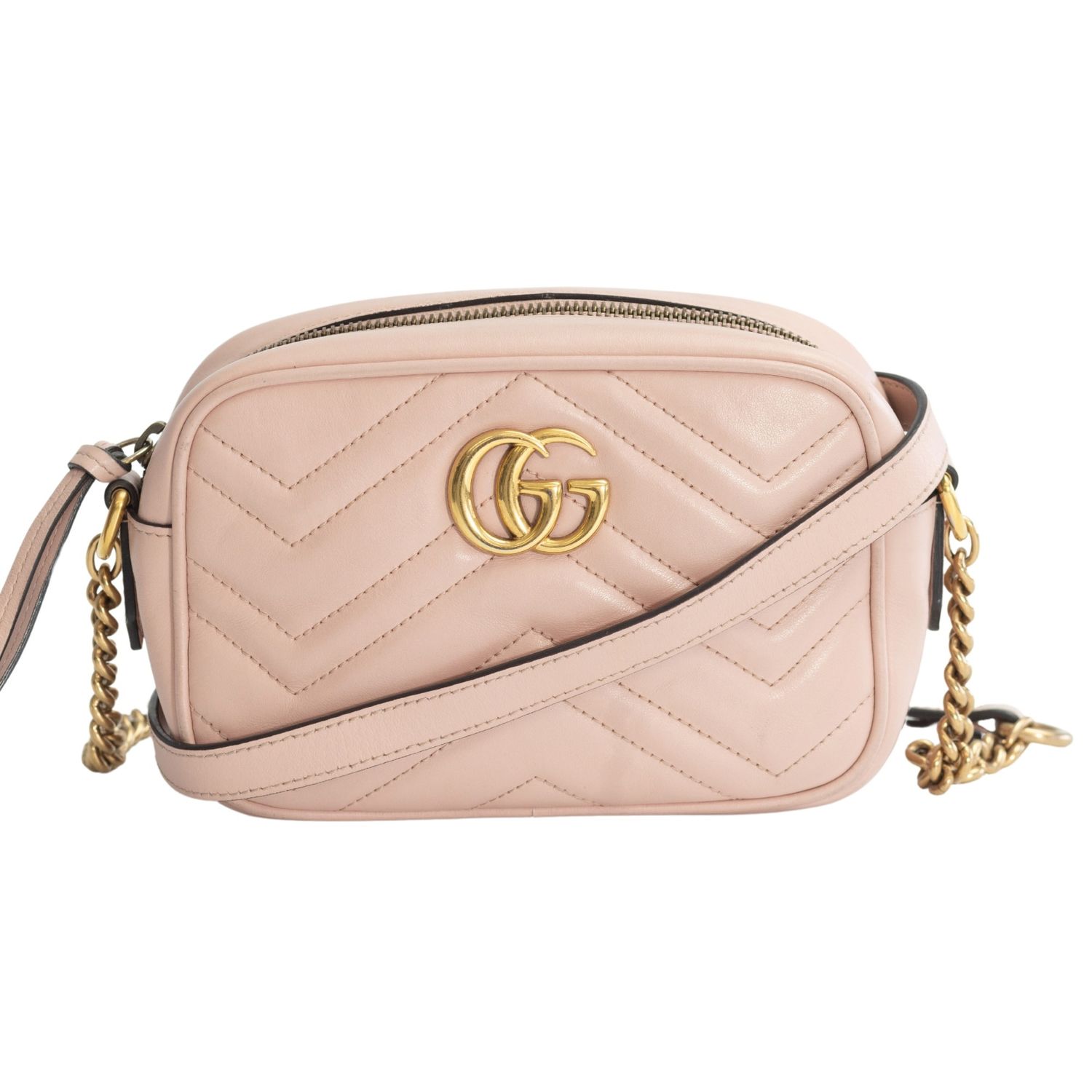 GUCCI GG MARMONT MINI CAMERA BAG DUSTY PINK (PRE LOVED)
