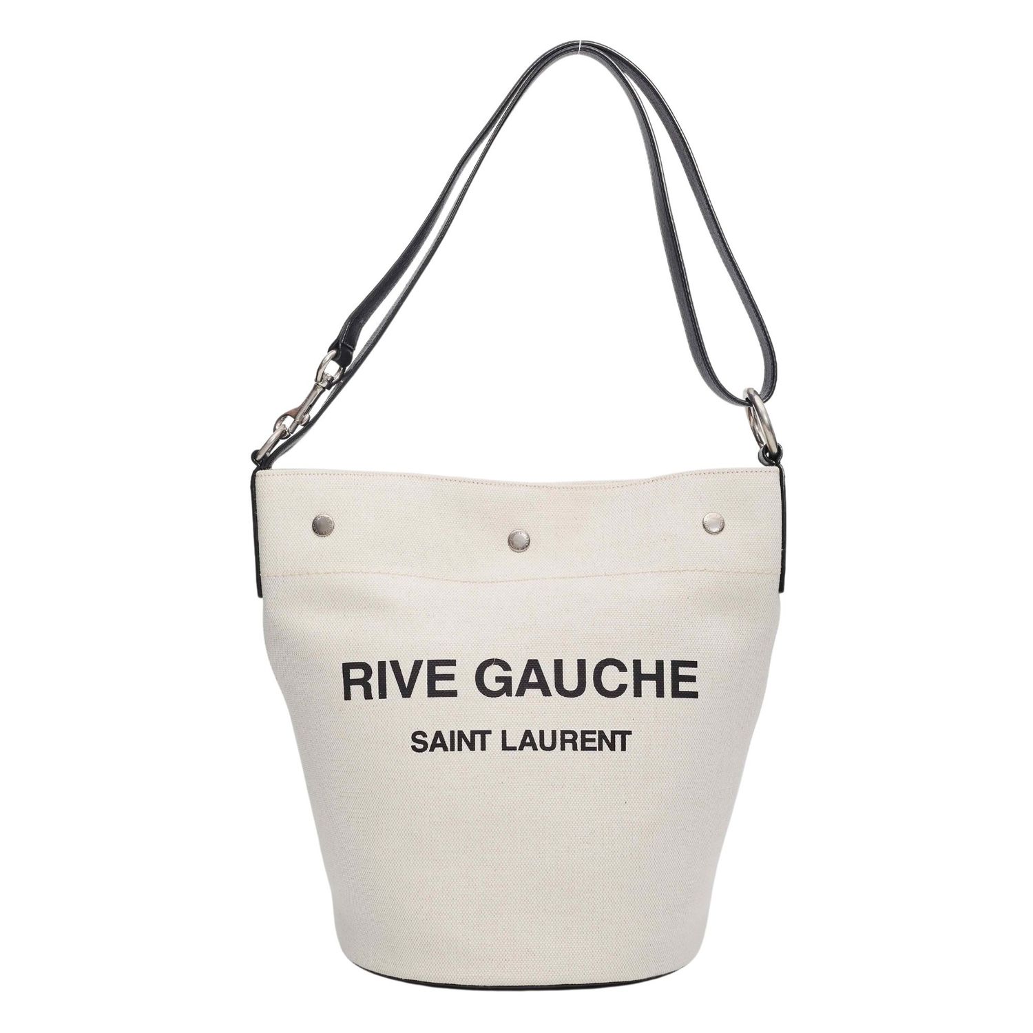 SAINT LAURENT RIVE GAUCHE TUSCANY WHITE LINEN BUCKET BAG