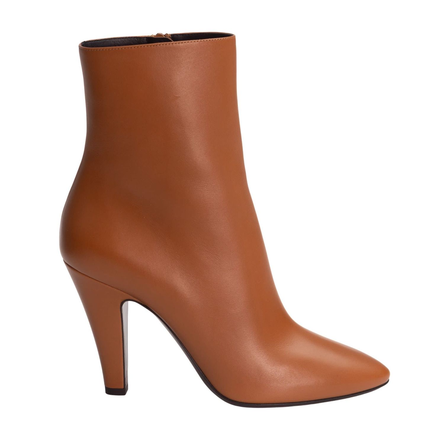 SAINT LAURENT BROWN CALF CALFSKIN ANKLE BOOTIE (EU 40.5)