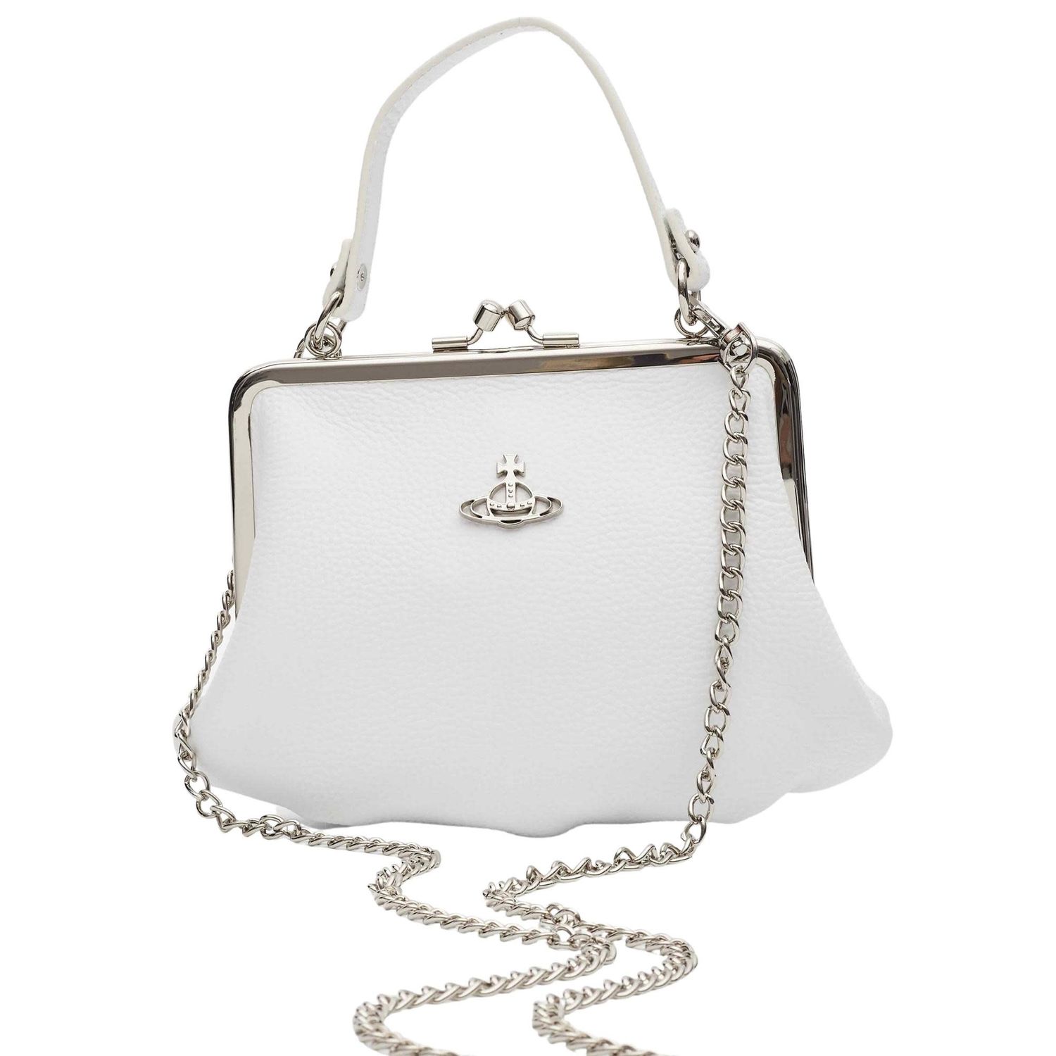 VIVIENNE WESTWOOD WHITE LEATHER GRANNY FRAME BAG