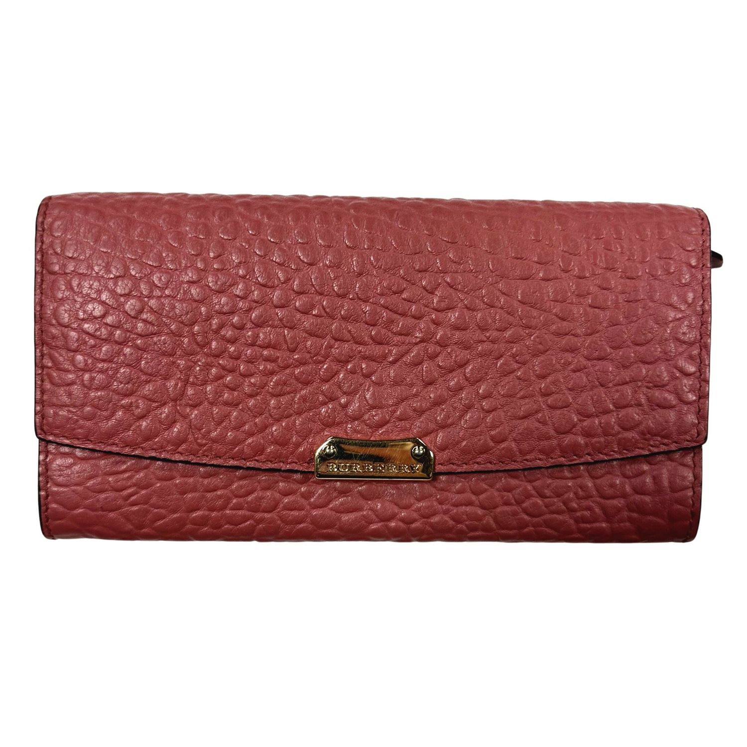 BURBERRY DUSTY PINK PEBBLED LEATHER CONTINENTAL WALLET
