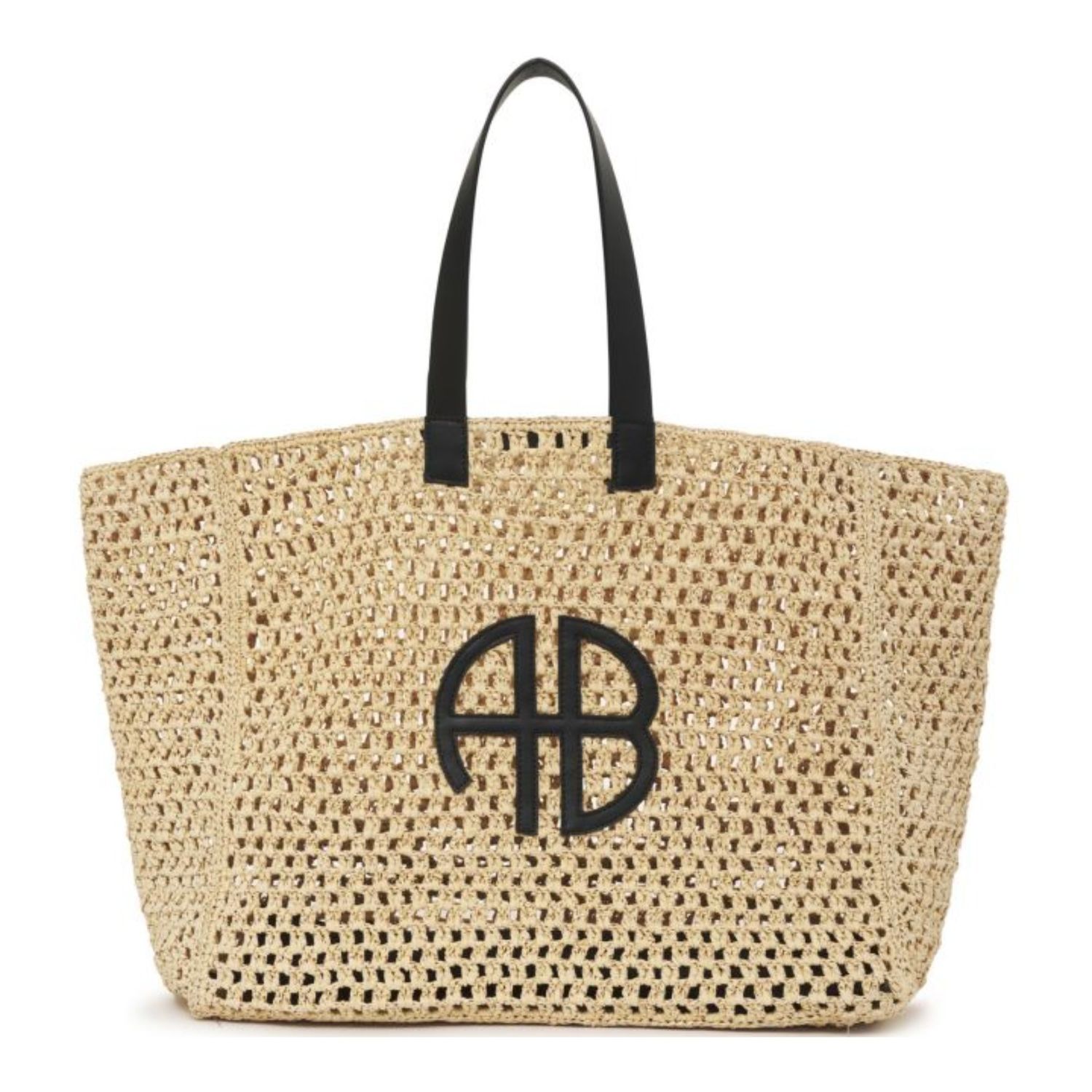 ANNIE BING RAFFIA LOGO TOTE