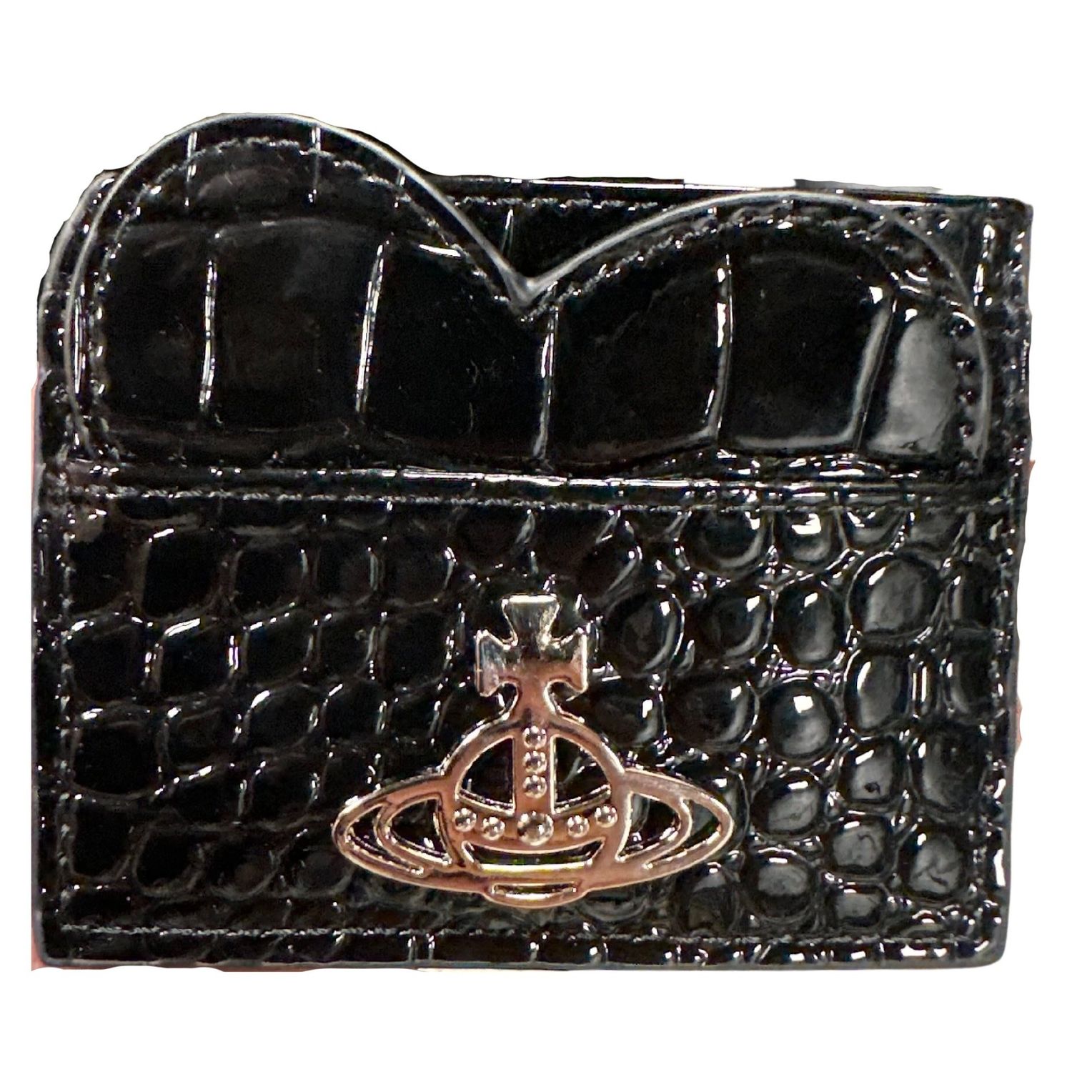 VIVIENNE WESTWOOD BLACK CROC HART CARD HOLDER