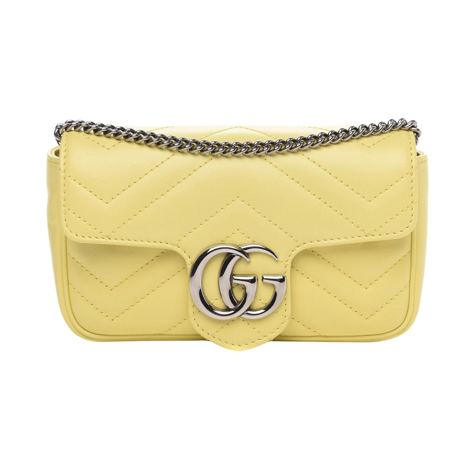 GUCCI GG MARMONT LEATHER SUPER MINI SHOULDER BAG YELLOW