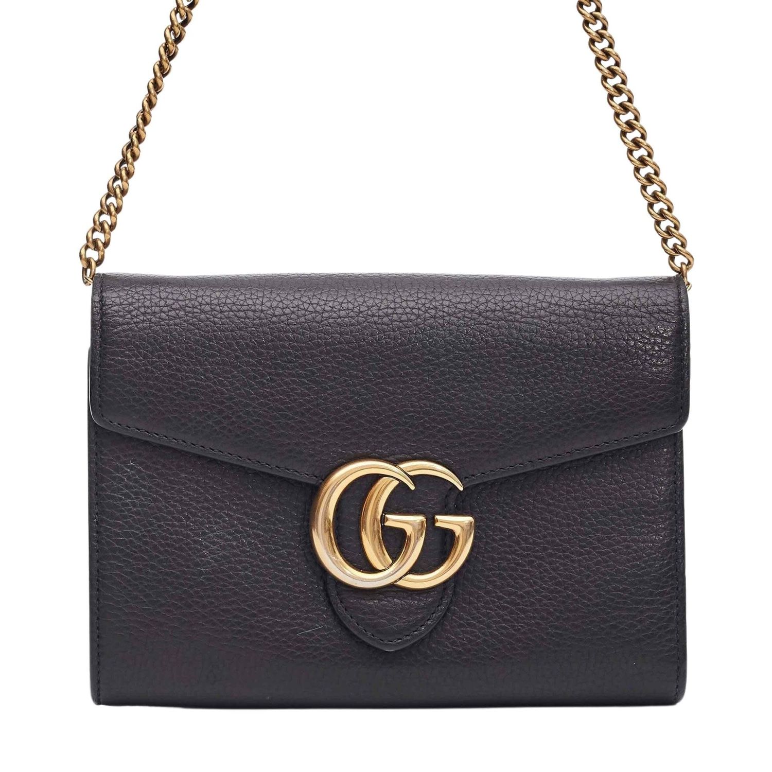 GUCCI CALFSKIN GG MARMONT WALLET ON CHAIN BAG