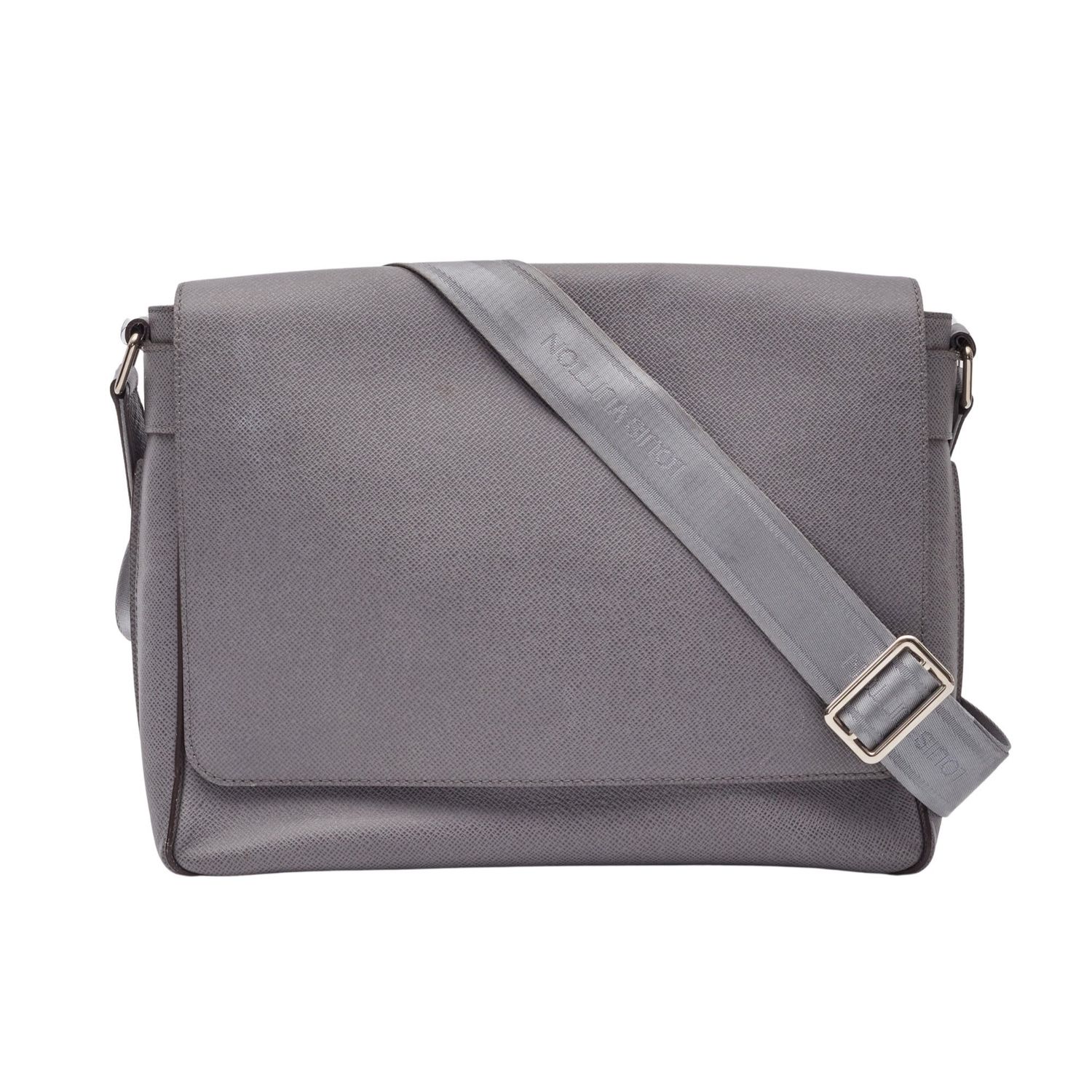 LOUIS VUITTON GREY TAIGA ROMAN PM MESSENGER BAG GLACIER