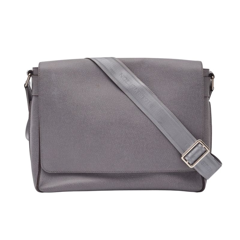 LOUIS VUITTON GREY TAIGA ROMAN PM MESSENGER BAG GLACIER