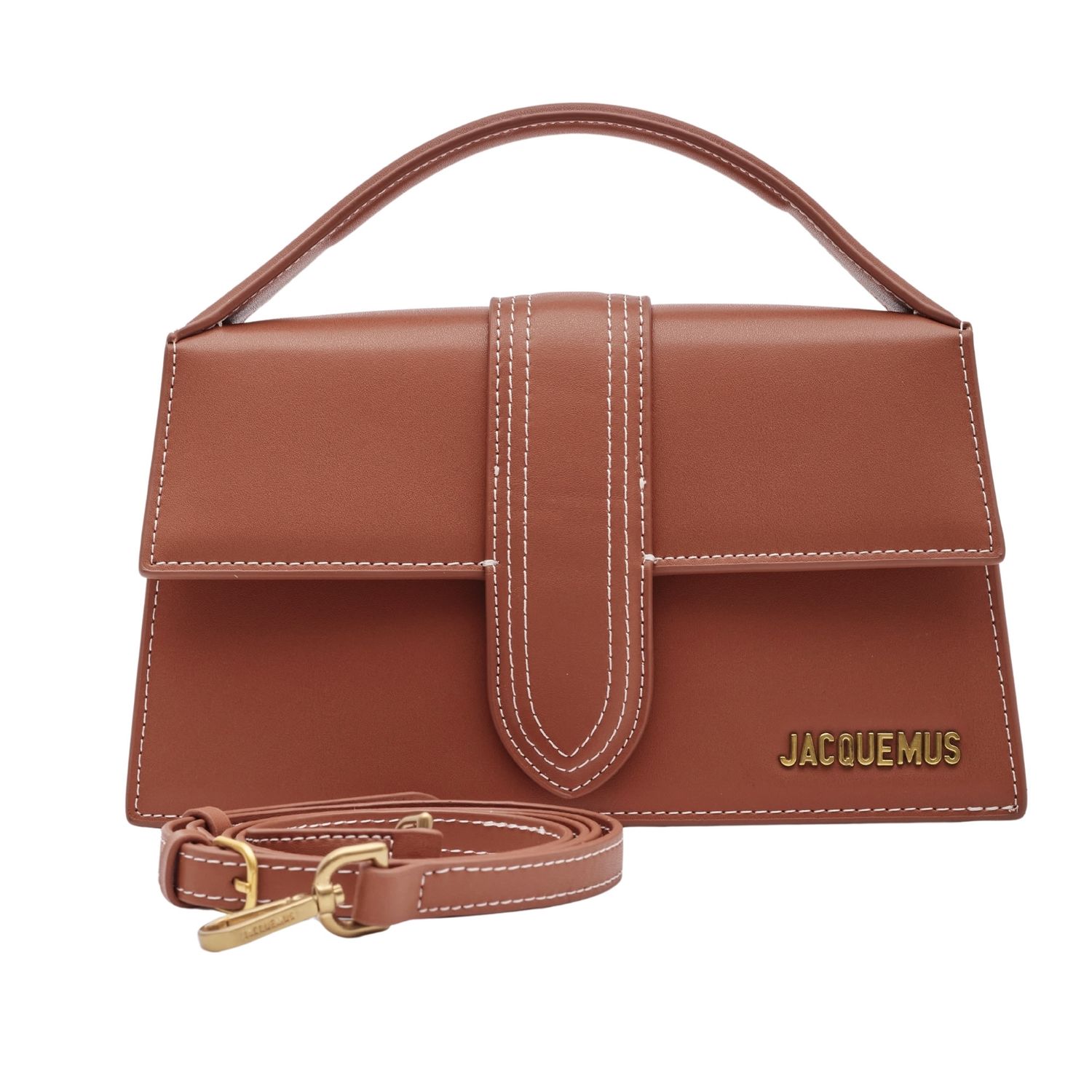 JACQUEMUS LE GRAND BAMBINO CARAMEL LETHER CONTRAST SHOULDER BAG