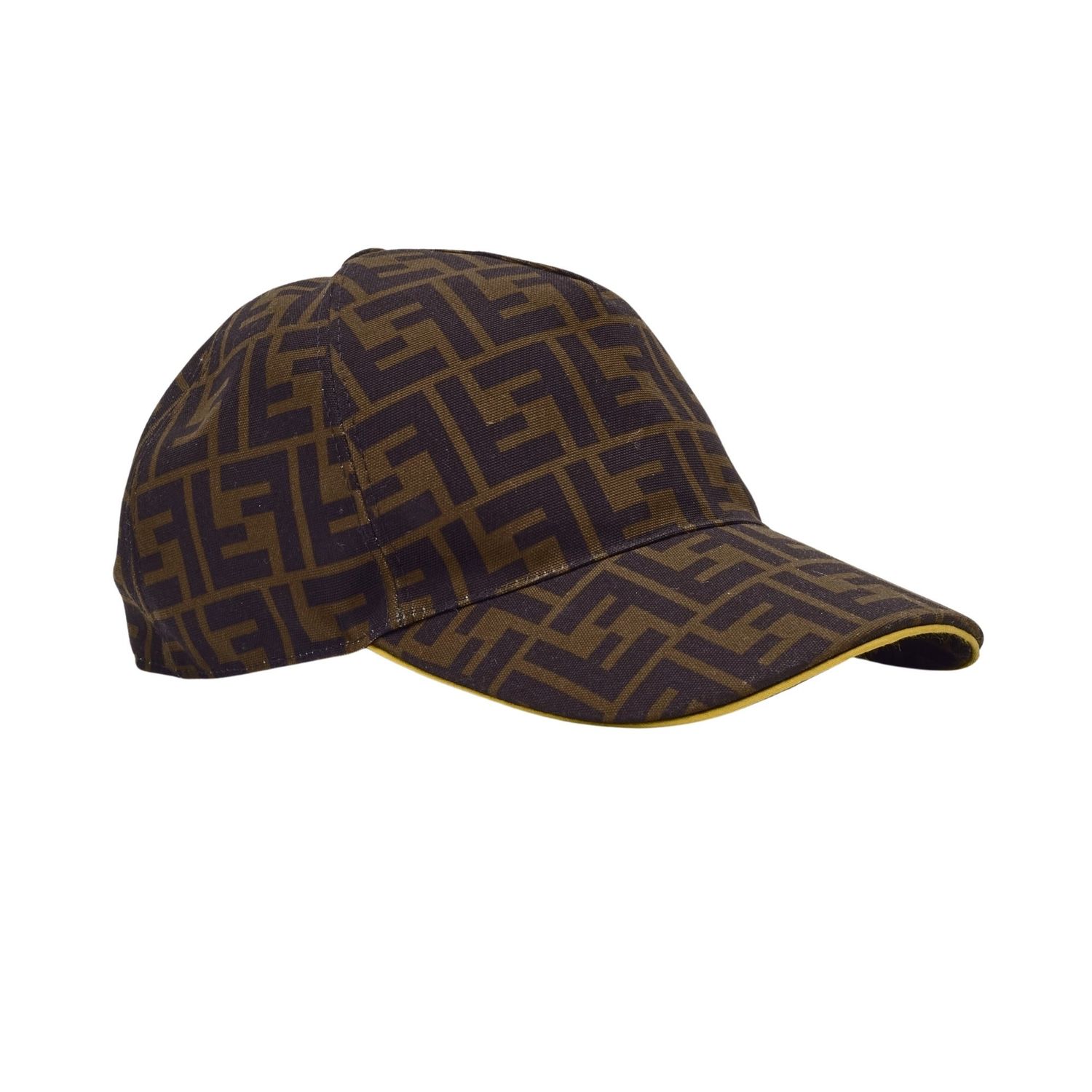 FENDI CANVAS FF RELOADED BASEBALL HAT TOBACCO YELLOW