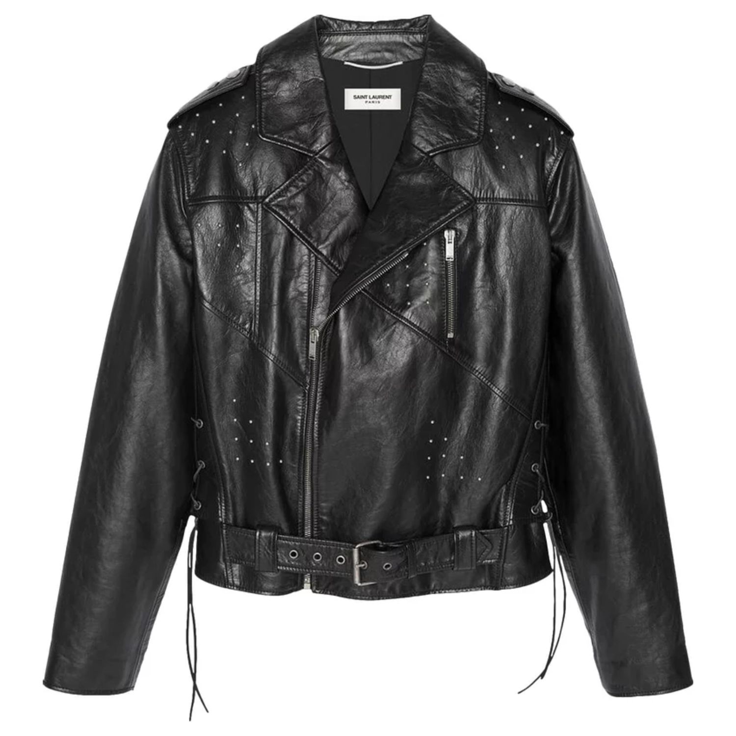 SAINT LAURENT STUDDED BLACK LEATHER JACKET (54)