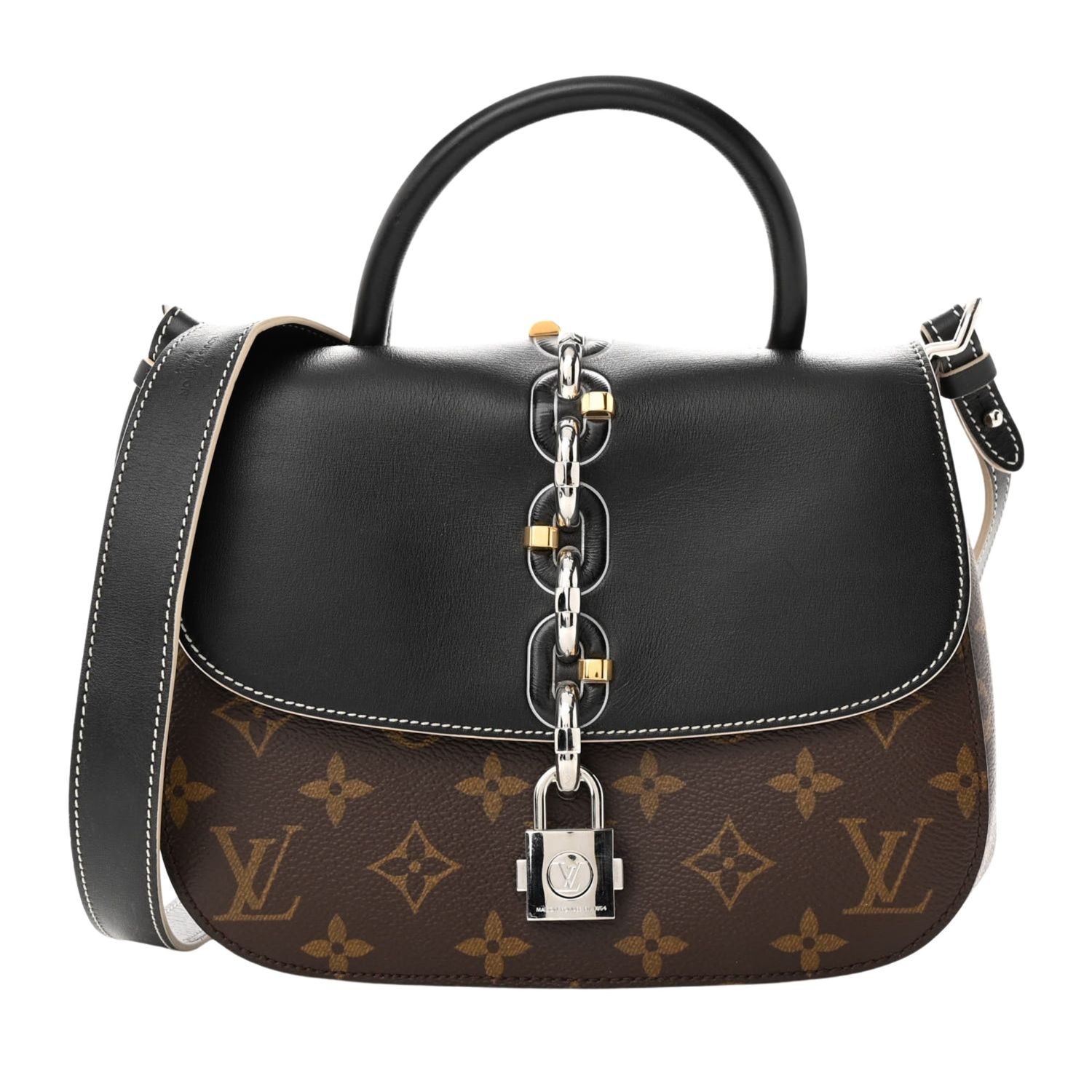 LOUIS VUITTON MONOGRAM CANVAS BLACK CALFSKIN CHAIN IT BAG PM