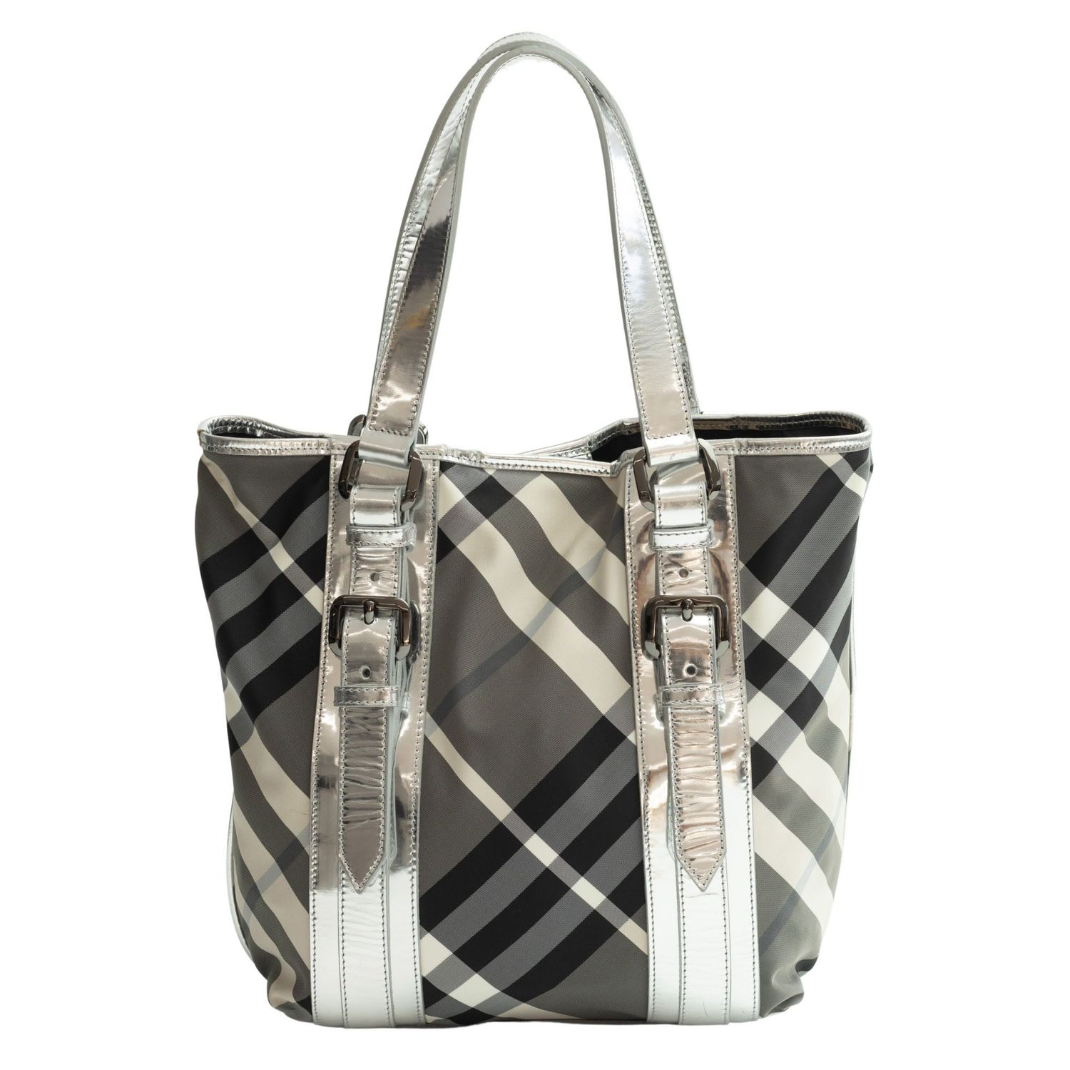 BURBERRY BLACK BEAT CHECK NYLON VICTORIA TOTE