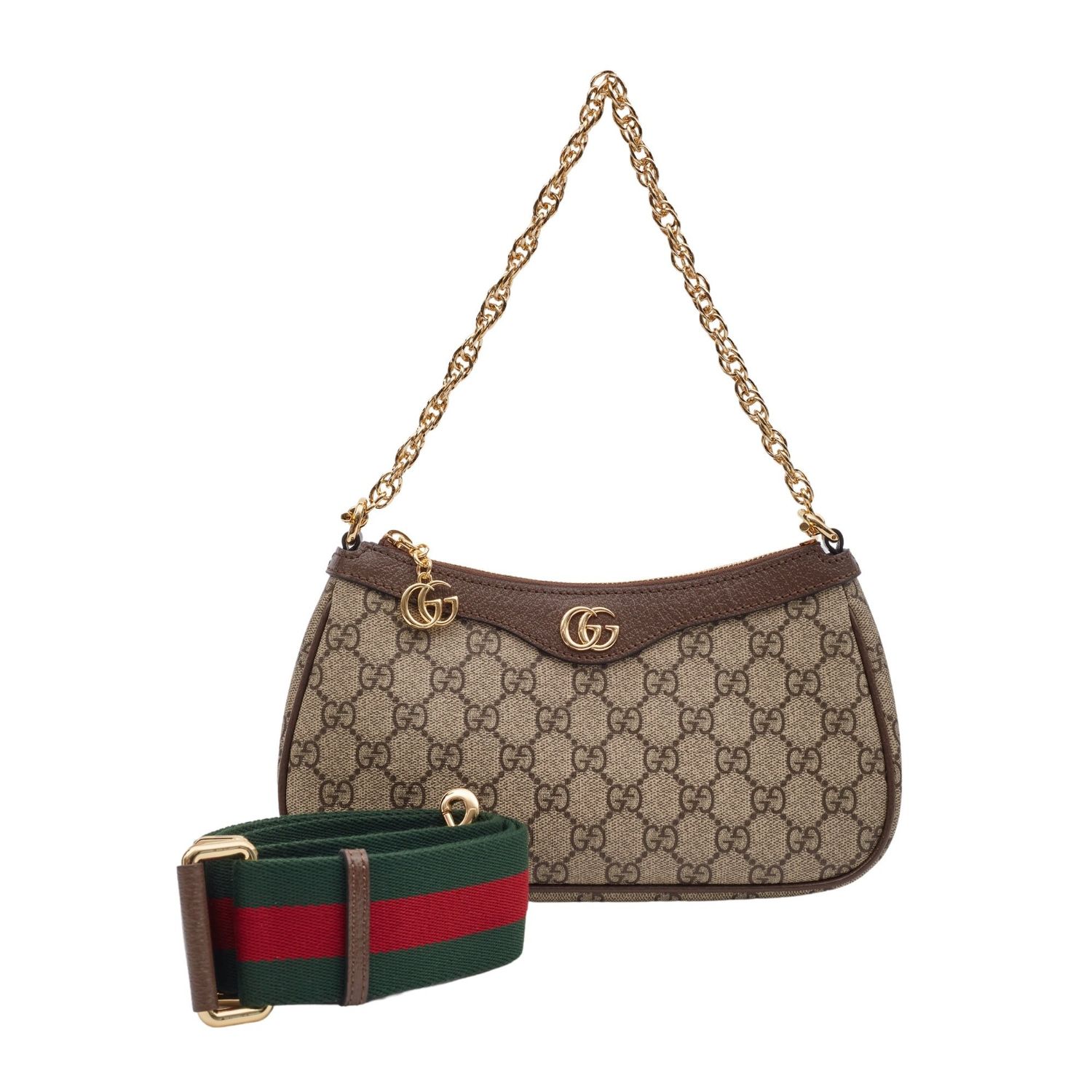 GUCCI GG SUPREME OPHIDIA SHOULDER BAG SMALL EBONY